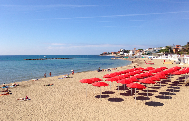 Santa Marinella red umbrellas